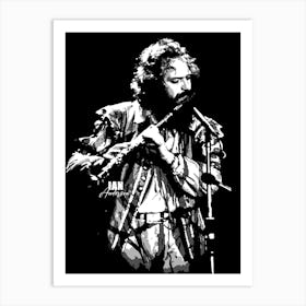 Ian Anderson Rock Music Legend in Grayscale Art Print