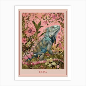 Floral Animal Painting Iguana 2 Poster Art Print