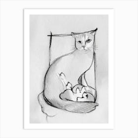 Cat With Kittens Art Print