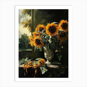 Baroque Floral Still Life Sunflower 1 Art Print