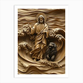 Jesus In The Waves 7 Art Print