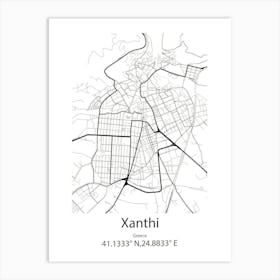 Xanthi,Greece Minimalist Map Art Print