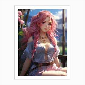 Pink Haired Girl Art Print