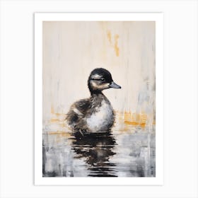 Minimalist Portrait Of A Duckling Black & White 1 Art Print