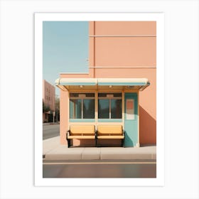 Retro Bus Stop Photography Wes Anderson Style Art Print