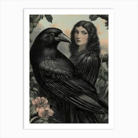 Crow And Woman Art Print