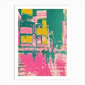 Shibuya Crossing In Tokyo Duotone Silk Screen 2 Art Print