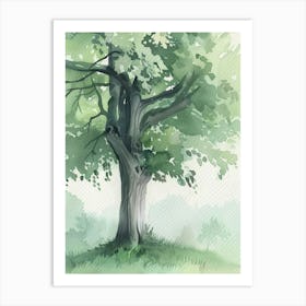 Beech Tree Atmospheric Watercolour Painting 3 Art Print