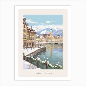 Vintage Winter Poster Lucerne Switzerland 4 Art Print