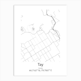 Tay,Canada Minimalist Map Art Print