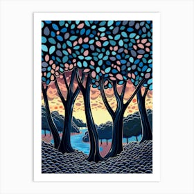 Trees At Sunset 1 Art Print