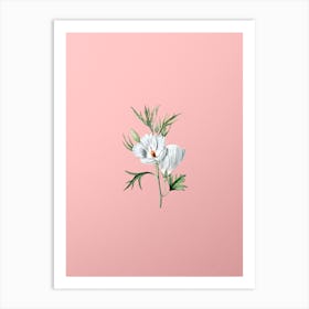 Vintage Lilac Hibiscus Flower Branch Botanical on Soft Pink n.0959 Art Print