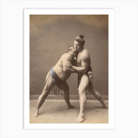 Sumo Wrestlers, 1870 Art Print