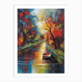 Boat On A Canal 1 Art Print