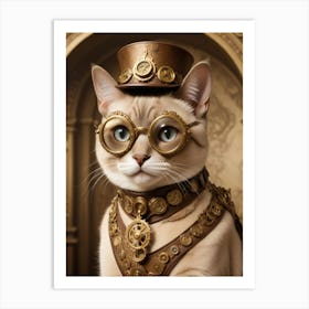 Steampunk Cat 8 Art Print