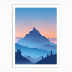 Misty Mountains Vertical Composition In Blue Tone 124 Art Print