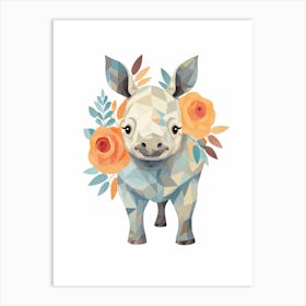 Baby Animal Illustration  Rhino 3 Art Print