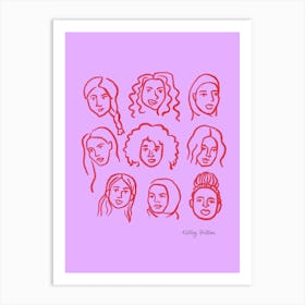 Girls in Red and Purple Art Print