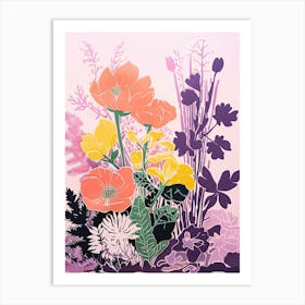 Colourful Flower Still Life Risograph Style 29 Art Print