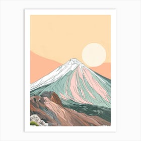 Mount Teide Spain Color Line Drawing (5) Art Print