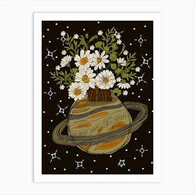 Saturn With Flowers Art Print