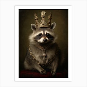 Vintage Portrait Of A Barbados Raccoon Wearing A Crown 1 Art Print