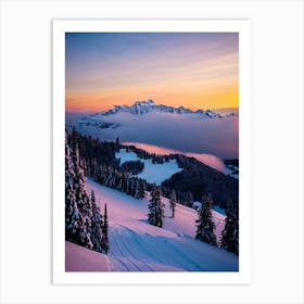 Crans Montana, Switzerland Sunrise 2 Skiing Poster Art Print