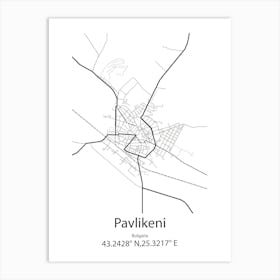 Pavlikeni,Bulgaria Minimalist Map Art Print