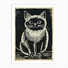 Birman Linocut Blockprint 1 Art Print