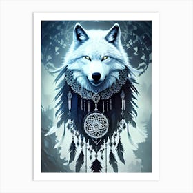 Dreamcatcher Wolf 9 Art Print