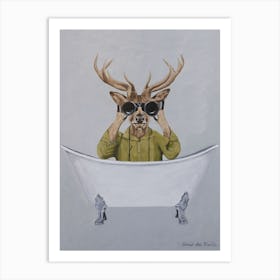 Deer In Bathtub Art Print