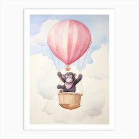 Baby Bonobo In A Hot Air Balloon Art Print