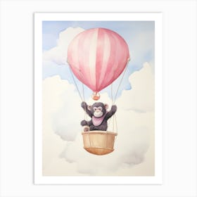 Baby Bonobo In A Hot Air Balloon Poster