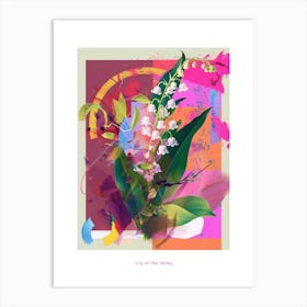 Lily Of The Valley 4 Neon Flower Collage Poster Art Print