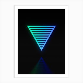 Neon Blue and Green Abstract Geometric Glyph on Black n.0376 Art Print