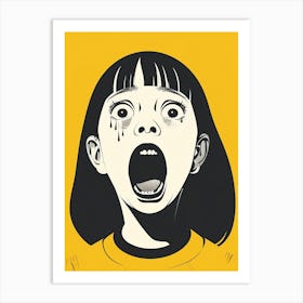 Girl With The Screaming Face Art Print