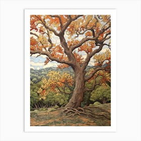 American Elm 1 Vintage Autumn Tree Print  Art Print