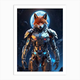 Fox In Cyborg Body #3 Art Print