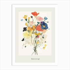 Buttercup Collage Flower Bouquet Poster Art Print