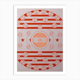Geometric Abstract Glyph Circle Array in Tomato Red n.0078 Art Print