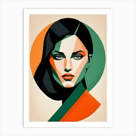 Geometric Woman Portrait Pop Art (84) Art Print