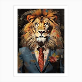 Lion Art Painting Collage Style 2 Art Print
