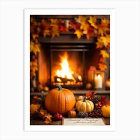 Cozy Handwritten Thanksgiving Greeting Nestled Within An Ornate Autumnal Border Featuring A Rich (1) Art Print