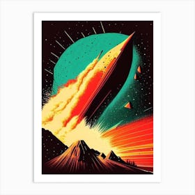 Asteroid Impact 2 Vintage Sketch Space Art Print