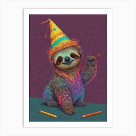 Birthday Sloth Art Print