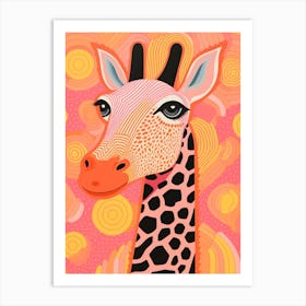 Abstract Giraffe Yellow & Pink Pattern 2 Art Print
