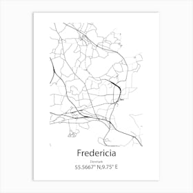 Fredericia,Denmark Minimalist Map Art Print