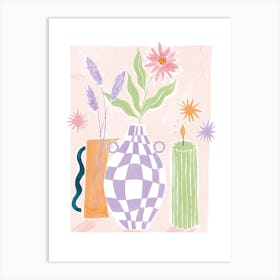 Matisse Checkerboard Vase And Flowers Art Print