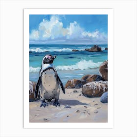 Adlie Penguin Boulders Beach Simons Town Oil Painting 2 Art Print