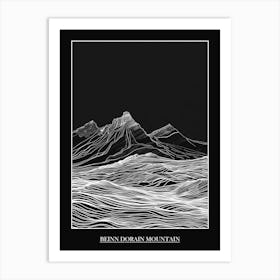 Beinn Dorain Mountain Line Drawing 2 Poster Art Print